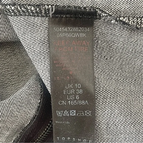 TOPSHOP SEAMED DENIM IN WASHED BLACK ROUND NECK PUFF SHOULDER | SIZE UK10 NWT - Picture 10 of 12